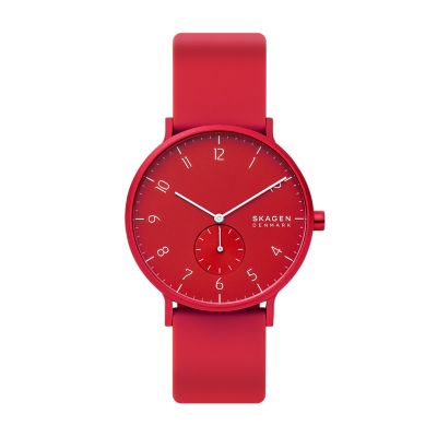 Aaren Kulor Poppy Red Silicone 41mm Watch - SKW6512 - Watch Station