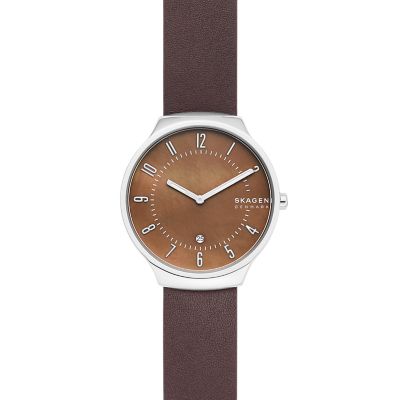 GRENEN SLIM ブラックレザーウォッチ SKW6459 - Skagen