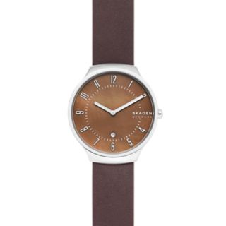 Grenen Brown Leather Mother-of-Pearl Watch