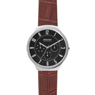 Grenen Black Leather Multifunction Watch