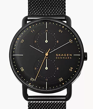 Horizont Black Steel Mesh Dual Time Watch