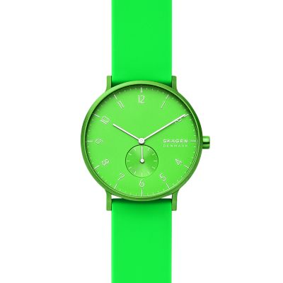 Aaren Kulor Neon Green Silicone 41mm Watch SKW6556 Skagen