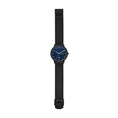 Ancher Three Hand Date Midnight Steel Mesh Watch SKW6566 Skagen