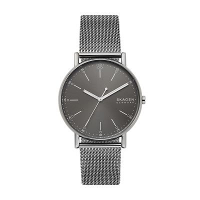 Signatur Three-Hand Gray Steel Mesh Watch