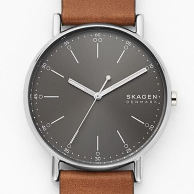 Signatur Three-Hand Medium Brown Leather Watch