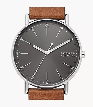 Signatur Three-Hand Medium Brown Leather Watch