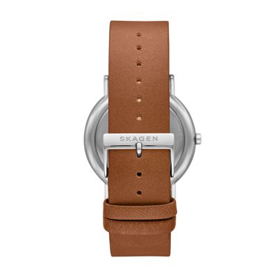 Three-Hand Medium Signatur Brown SKW6578 Watch Skagen Leather -