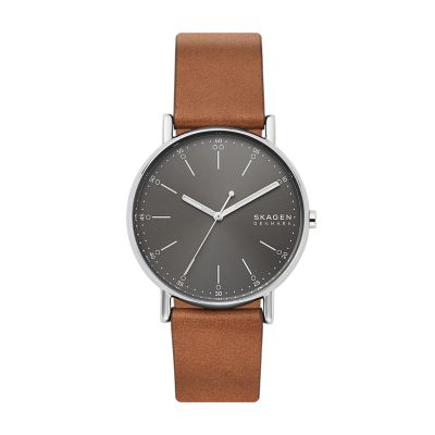 Signatur Three-Hand Medium Brown Leather Watch