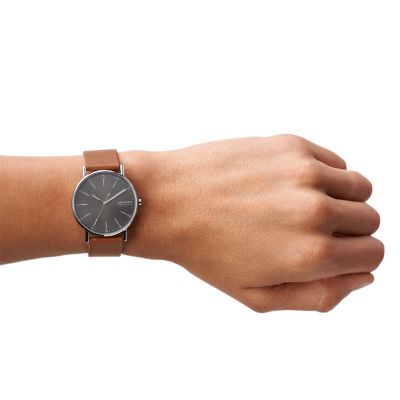 Signatur Three-Hand Medium Brown SKW6578 Watch - Skagen Leather