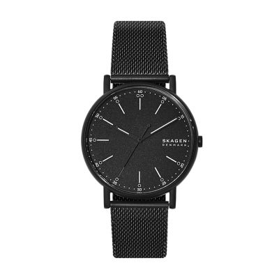 Skagen Men's Signatur Three-Hand Steel Mesh Watch - Midnight