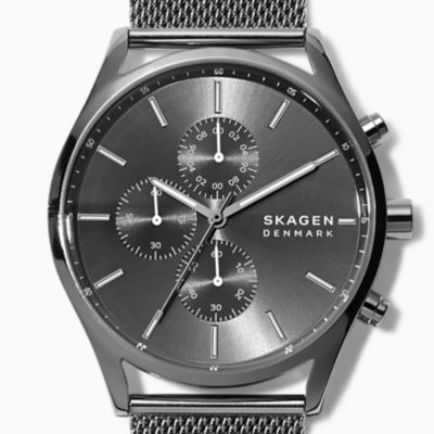 Holst Chronograph Charcoal Steel Mesh Watch