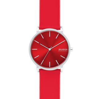 Hagen Three-Hand Red Silicone Watch