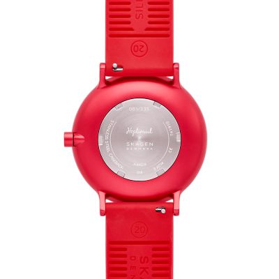 Hoptimist X Skagen ren 三針 プリント レッドシリコン 41mmウォッチ Skw6632 Skagen