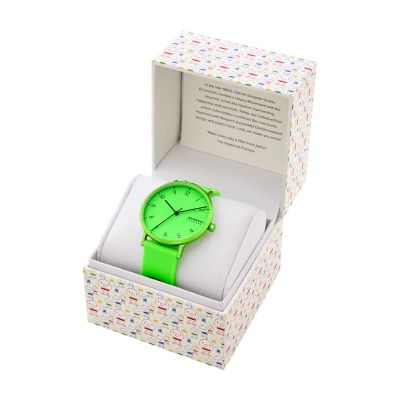 Hoptimist X Skagen ren 三針 プリント グリーンシリコン 41mmウォッチ Skw6646 Skagen