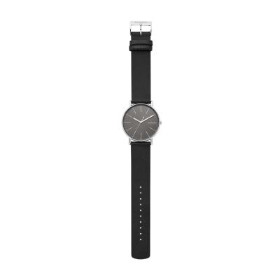 Signatur Three Hand Midnight Leather Watch SKW6654 Skagen