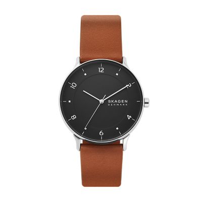 RIIS 三針 ミディアムブラウンレザーウォッチ SKW6663 - Skagen