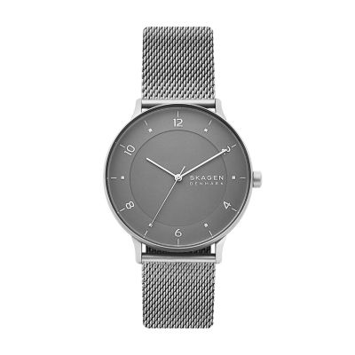 Riis Three Hand Silver Tone Steel Mesh Watch SKW6664 Skagen