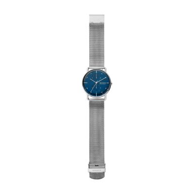 Skagen hagen blue clearance steel mesh watch