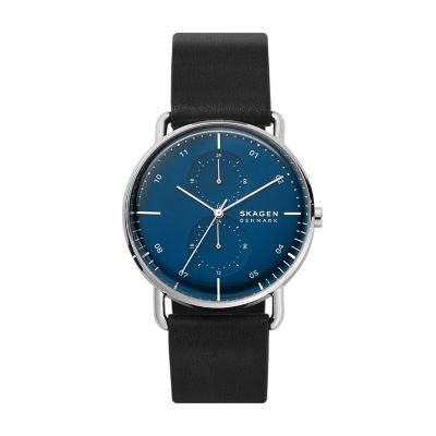 Skagen black shop leather strap