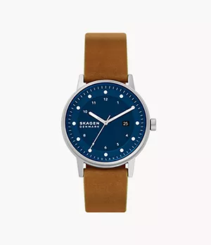 Henriksen Solar-Powered Medium Brown Eco Leather Watch