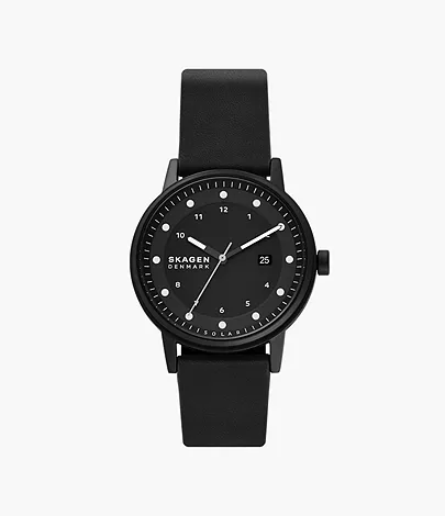 Henriksen Solar-Powered Midnight Eco Leather Watch