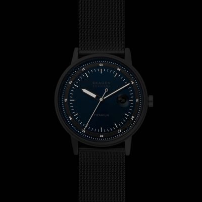 Skagen men's black outlet mesh watch