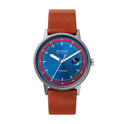 バンドレザー系SKAGEN HENRIKSEN LiteHide™レザーウォッチ