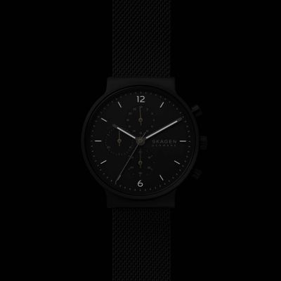 Ancher Chronograph - Stainless Skagen Midnight Steel Watch Mesh SKW6762