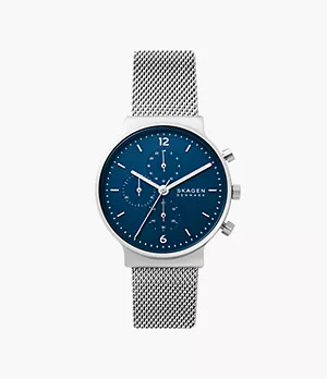 Ancher Chronograph Silver-Tone Stainless Steel Mesh Watch