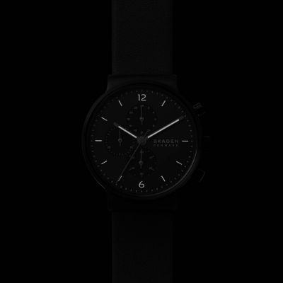 Ancher Chronograph Midnight LiteHide Leather Watch SKW6766 Skagen