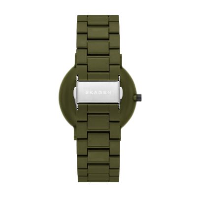 Skagen aaren green leather clearance watch