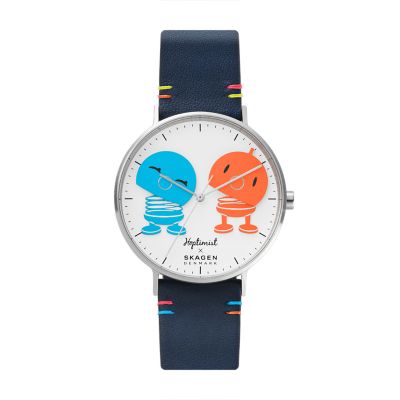 Aaren blue 2025 leather watch