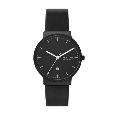 Ancher Three Hand Date Midnight Leather Watch