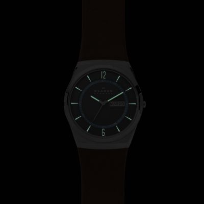 Skagen Leather Day-Date Three-Hand Melbye Watch - Brown SKW6785