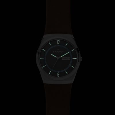 MELBYE 三針デイデイト ブラウンレザーウォッチ SKW6785 - Skagen