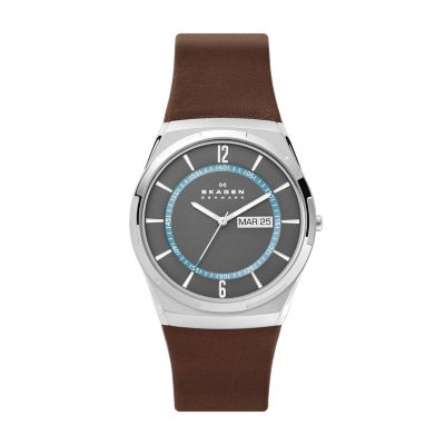 MELBYE 三針デイデイト ブラウンレザーウォッチ SKW6785 - Skagen