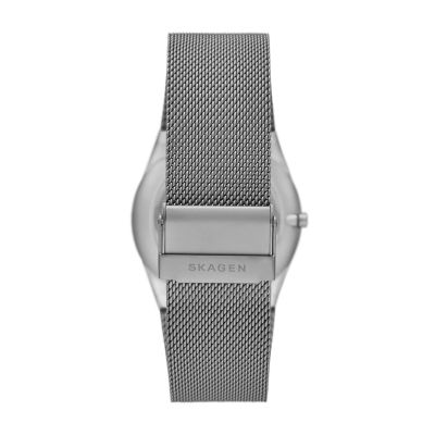 SKW6789 Three-Hand Charcoal Watch Stainless - Skagen Steel Melbye Mesh Day-Date