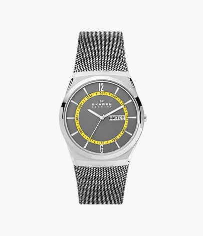 Melbye Three-Hand Day-Date Charcoal Stainless Steel Mesh Watch SKW6789 -  Skagen