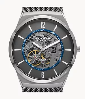 Melbye Titanium Automatic Charcoal Stainless Steel Mesh Watch