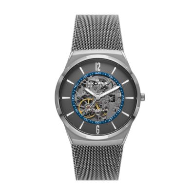 Melbye Titanium Automatic Charcoal Stainless Steel Mesh Watch