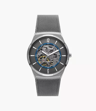 Melbye Titanium Automatic Charcoal Stainless Steel Mesh Watch SKW6795 -  Skagen