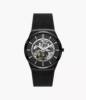 Melbye Automatic Midnight Stainless Steel Mesh Watch