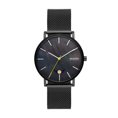 Hagen Moonphase Midnight Stainless Steel Mesh Watch SKW6800 Skagen