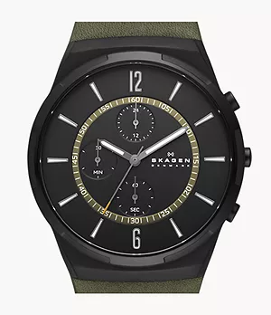Melbye Chronograph Three-Hand Olive Leather Watch
