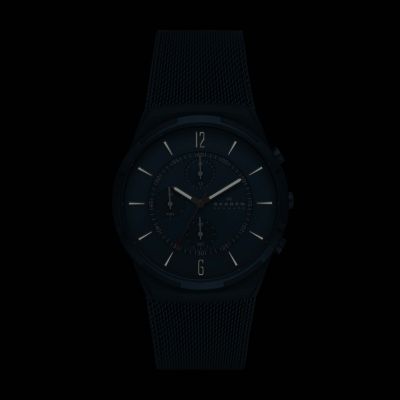 Uhr Chronograph Melbye Milanaise Edelstahl meerblau