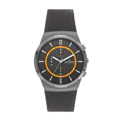 Melbye Chronograph Charcoal Stainless Steel Mesh Watch