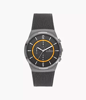 Montre Melbye chronographe en maille milanaise inoxydable, anthracite