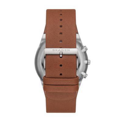 Brown Three-Hand SKW6805 - Melbye Chronograph Skagen Medium Watch Leather