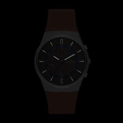 Uhr Melbye Chronograph 3-Zeiger-Werk Leder mittelbraun