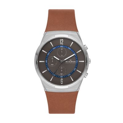 Melbye Chronograph Three-Hand Medium Brown Leather Watch SKW6805 - Skagen